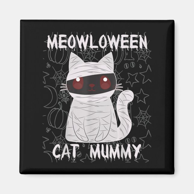 Aimant Chatte Noire Momie Halloween (Devant)