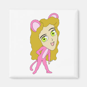 Aimant chatte rose