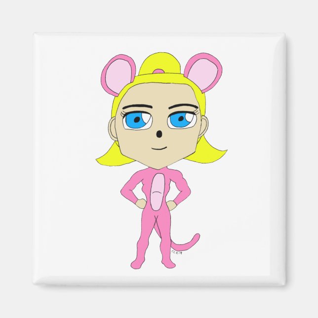 Aimant chatte rose (Devant)