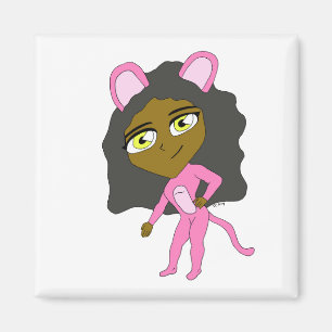 Aimant chatte rose