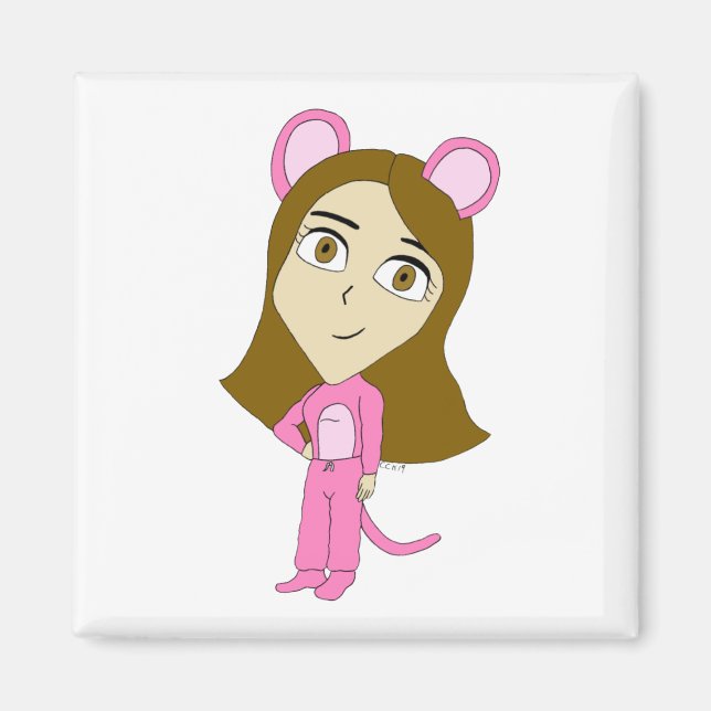 Aimant chatte rose (Devant)