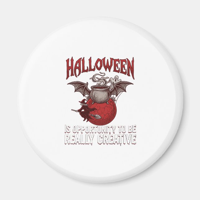 Aimant Chaudron à ailes de chauve-souris d'Halloween Sorc (Devant)