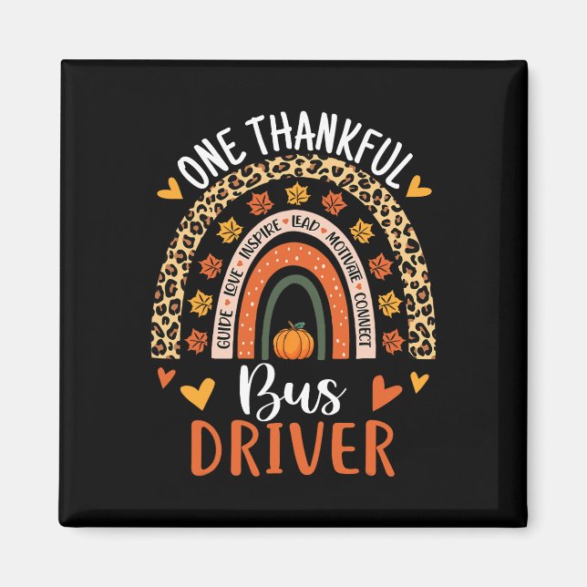 Aimant Chauffeur d'autobus Thanksgiving Automne Bus D (Devant)