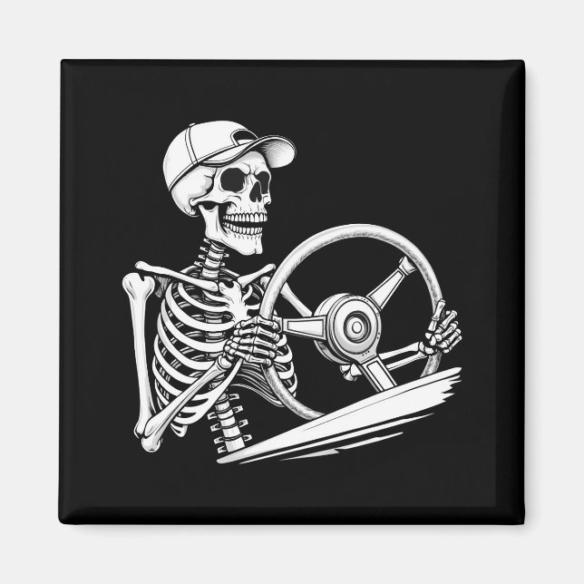 Aimant Chauffeur de camion de squelette - Gros camionneur (Devant)