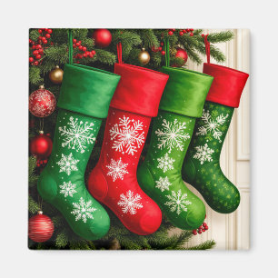 Aimant Chaussettes de Noël Colorées Accrochées Ensemble