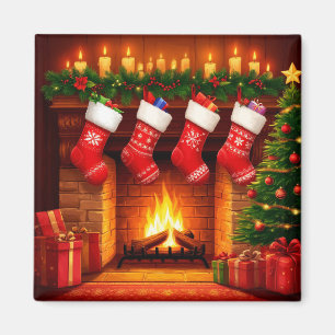 Aimant Chaussettes de Noël suspendues au-dessus d'une cha