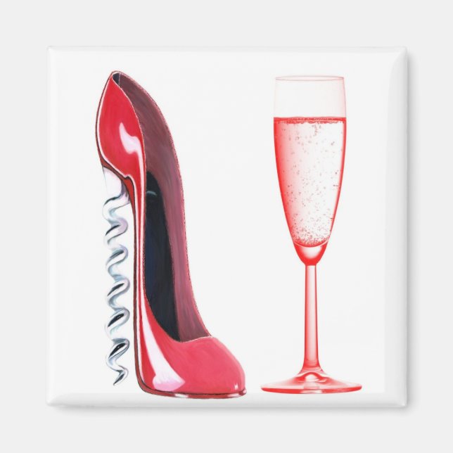 Aimant Chaussure à vis à vis et verre de champagne (Devant)