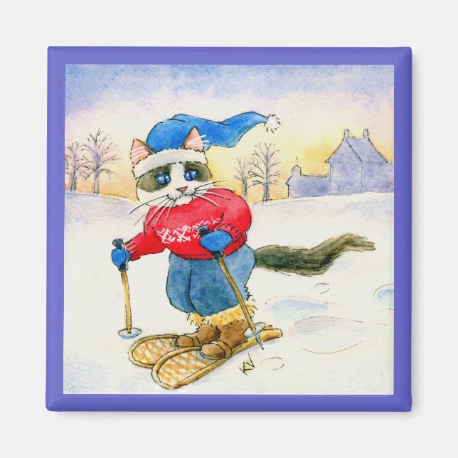 Aimant Chaussures à neige mignonnes sports d'hiver (Devant)