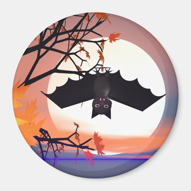 Aimant Chauve-souris d'Halloween dans l'arbre (Devant)