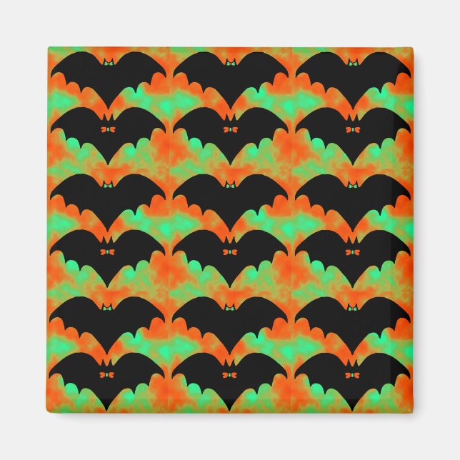Aimant Chauves-souris et vaches Orange Vert (Devant)