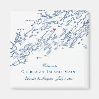 Chebeague Island Maine Map Mariage élégant Favor