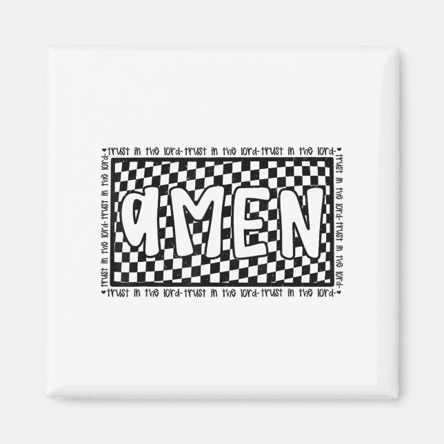 Aimant Checkered Amen Vintage Jesus Bible Verse Christian (Devant)
