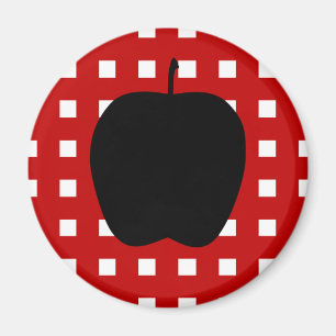 Aimant Checkered rouge avec la silhouette d'Apple