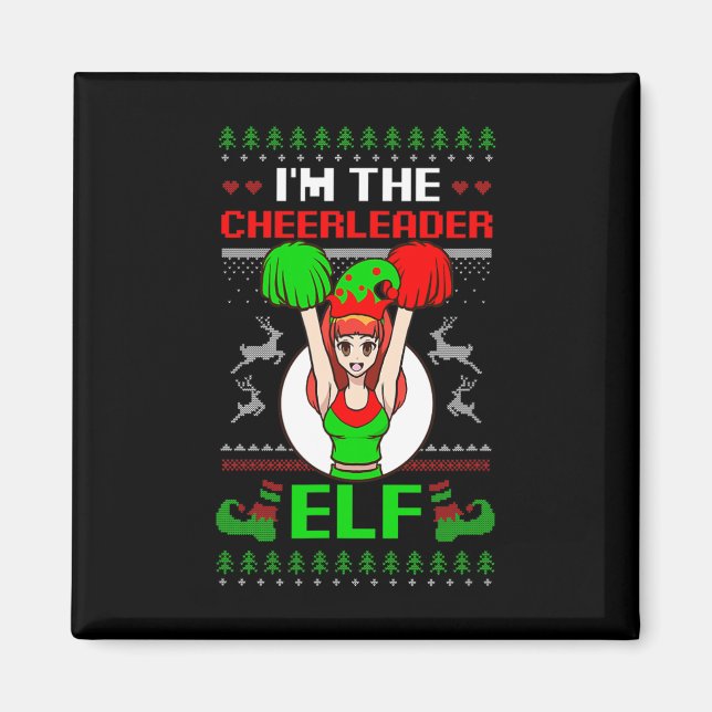 Aimant Cheerleader Elf Design Christmas Cheerleading  (Devant)