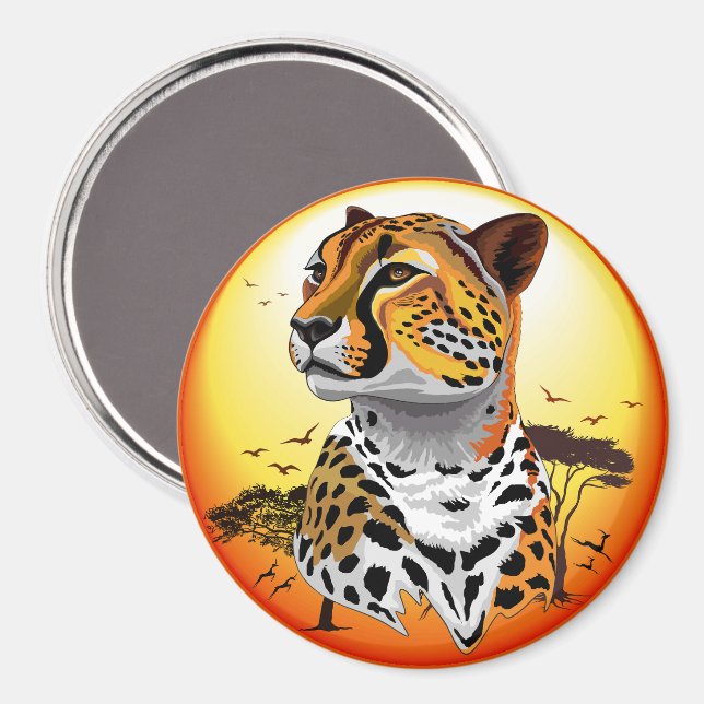 Aimant Cheetah African Feline Wild Animal (Recto/Verso)