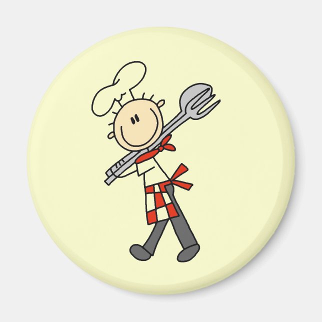 Aimant Chef avec pince à salade (Devant)