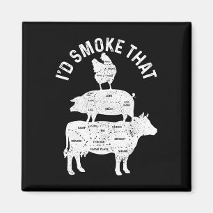 Aimant Chef Boucher Bbq Je Fumerais Ce Porc Boeuf Drôle F