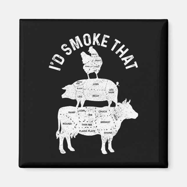 Aimant Chef Boucher Bbq Je Fumerais Ce Porc Boeuf Drôle F (Devant)