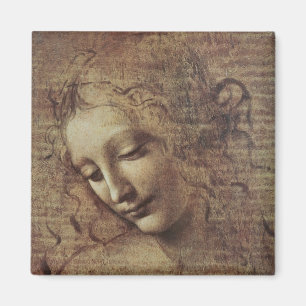 Aimant Chef d'une jeune femme avec les cheveux cousus ou,