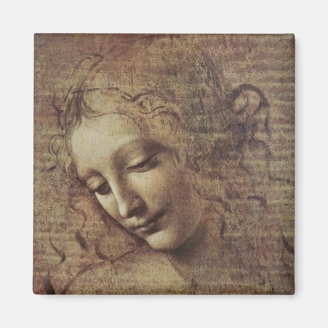 Aimant Chef d'une jeune femme avec les cheveux cousus ou, (Devant)