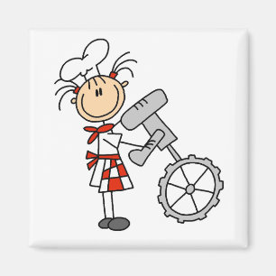 Aimant Chef féminin avec des T-shirts et des cadeaux de