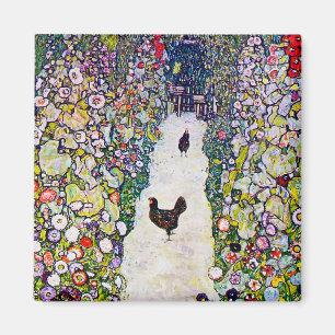 Aimant Chemin de jardin avec poulets, Gustav Klimt