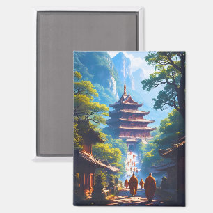 Aimant Chemin de la pagode mystique au lever du soleil