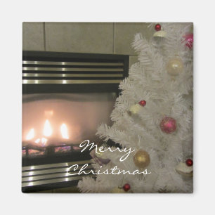 Aimant Cheminée cosy et sapin de Noël