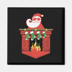 Aimant Cheminée du Père Noël Cket drôle de Noël