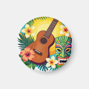 Aimant Chemise à Vibes de Luau Tiki Ukulélé Tropical