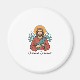 Aimant Chemise chrétienne vintage Jésus choisie et rachet