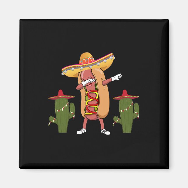 Aimant Chemise Cinco De Mayo Hot Dog Cactus Danse  (Devant)