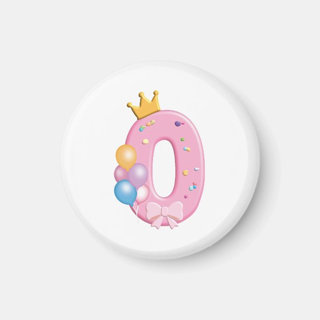 Aimant Chemise d'anniversaire pour filles numéro 0 thème  (Devant)