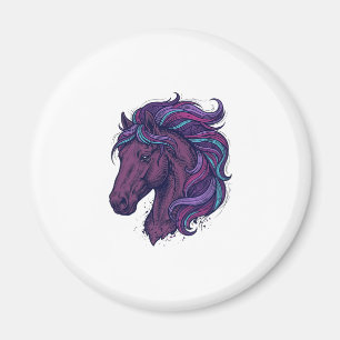 Aimant Chemise d'art de tête de cheval colorée gravée vin
