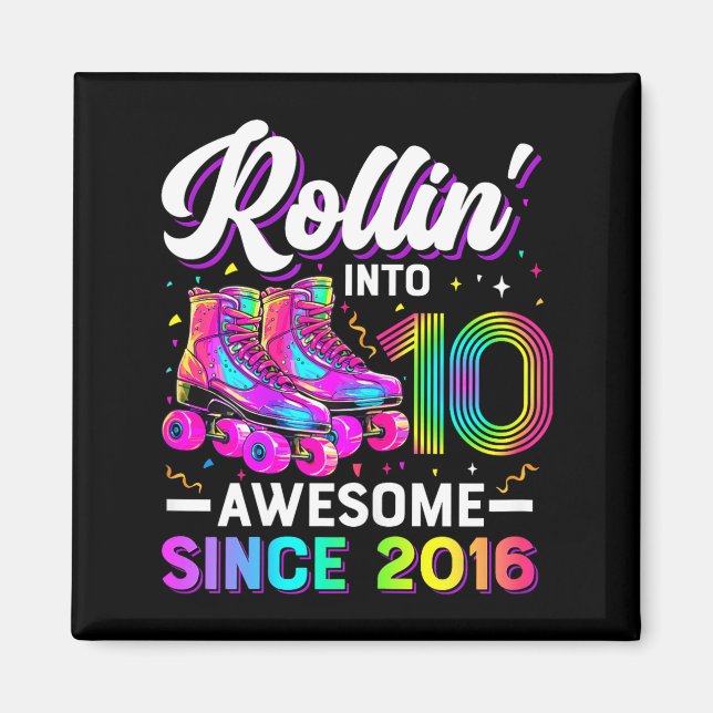 Aimant Chemise de 10e anniversaire Fille 10 ans Roller Sk (Devant)