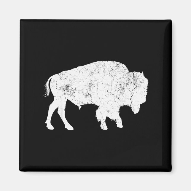 Aimant Chemise de amateur d'animaux de bison rétro de buf (Devant)