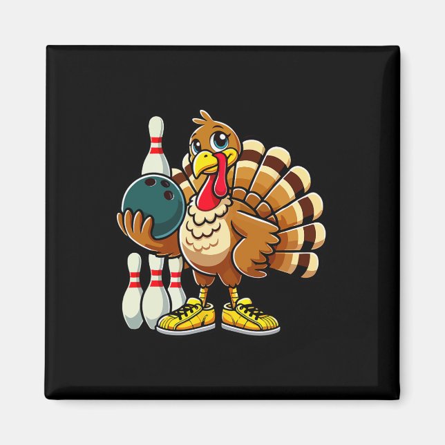 Aimant Chemise de Bowling Thanksgiving Femmes Hommes Drôl (Devant)