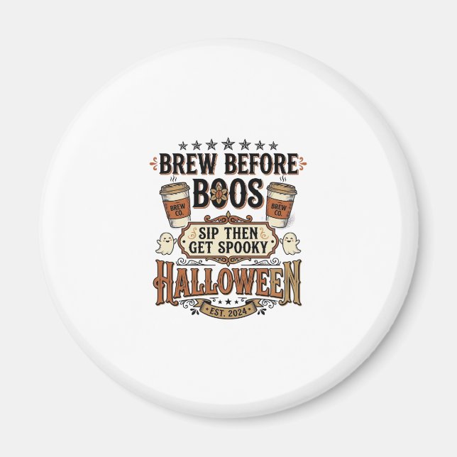 Aimant Chemise de café Halloween Brasser avant les fantôm (Devant)