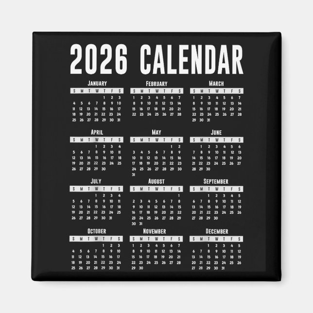 Aimant Chemise de calendrier 2026 26 Calendrier 2026  (Devant)