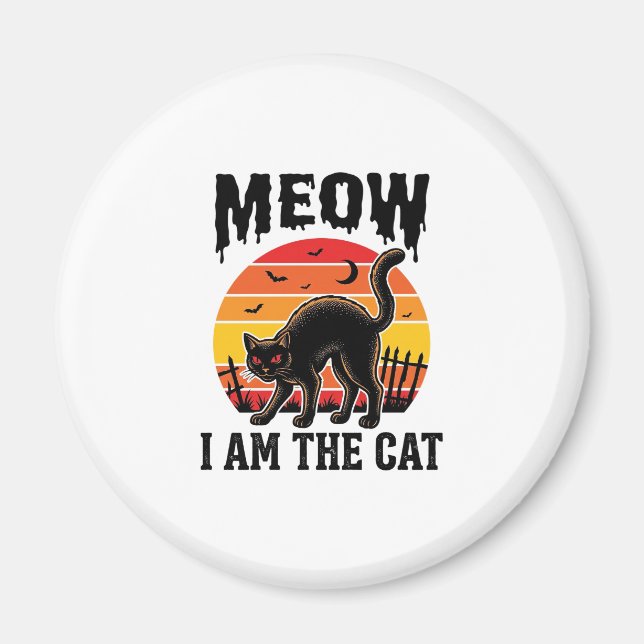 Aimant Chemise de chat Halloween Miaou Design de chat noi (Devant)