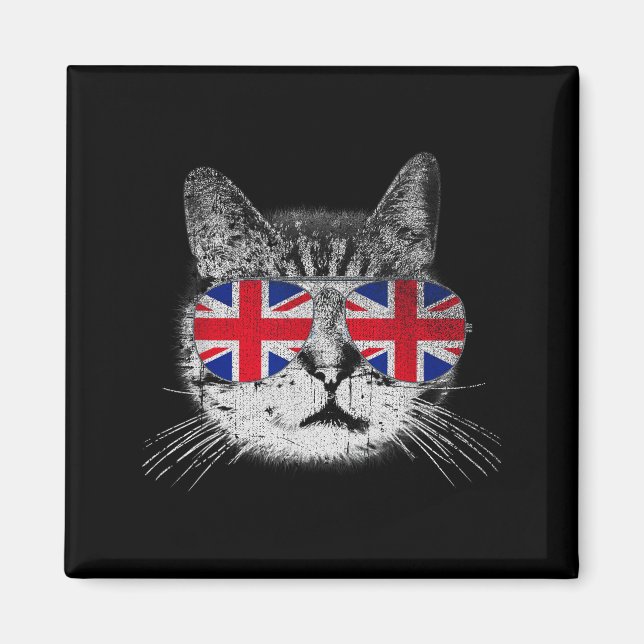 Aimant Chemise de chat Union Jack Drapeau Pays Rétro Angl (Devant)