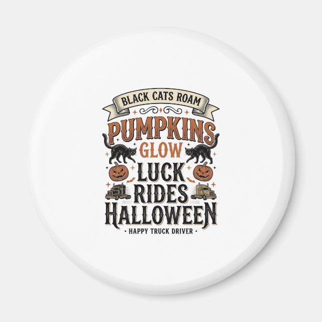 Aimant Chemise de chauffeur de camion Halloween avec chat (Devant)