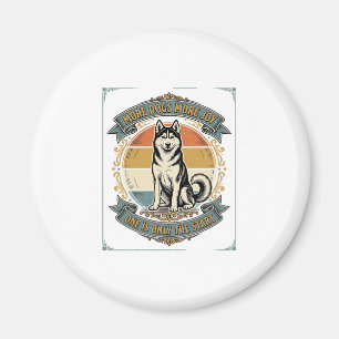 Aimant Chemise de chien Husky Gravure vintage Un chien de