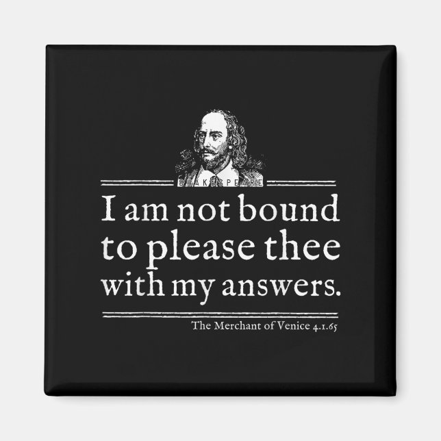 Aimant Chemise de citation de Shakespeare non liée à plai (Devant)