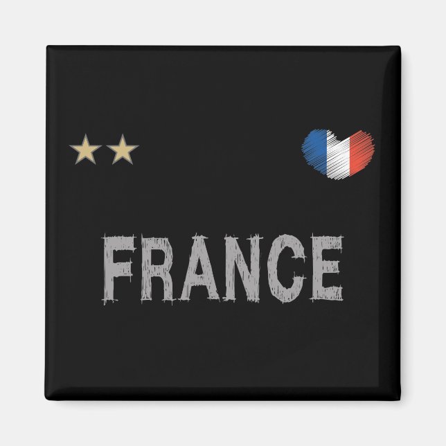 Aimant Chemise de fan de football de France Cœur (Devant)