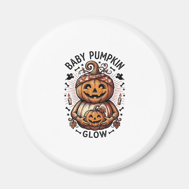 Aimant Chemise de grossesse citrouille Halloween vintage  (Devant)