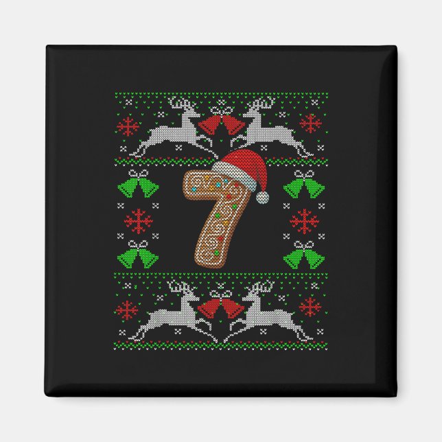 Aimant Chemise de Noël drôle et laide de Number 7 67 Meme (Devant)