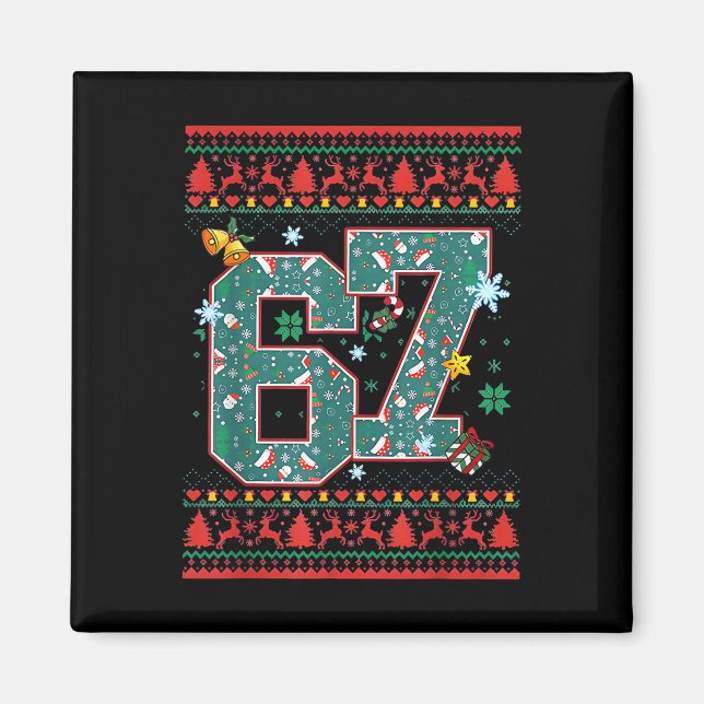 Aimant Chemise de Noël Rétro 67 Six Seven Mème  (Devant)