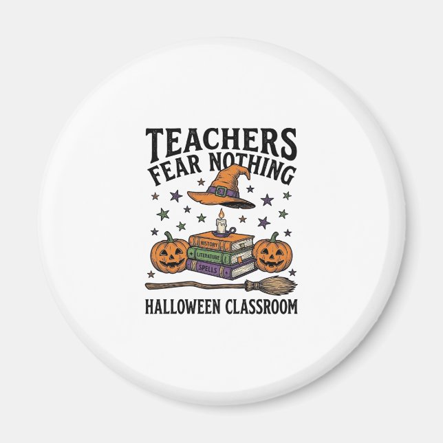Aimant Chemise de professeur Halloween avec livres de sor (Devant)