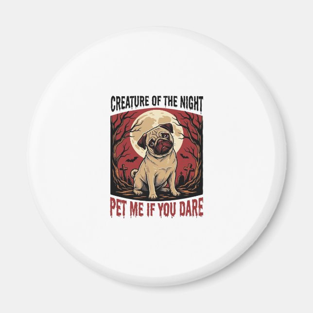 Aimant Chemise de pug Halloween avec cimetière effrayant  (Devant)